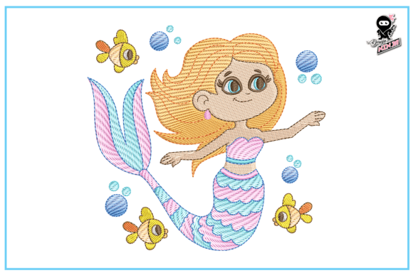 Cute Baby Mermaid Embroidery for Business