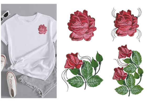 Elegant Rose Flower Embroidery Design