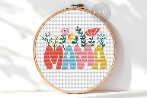 Mama Floral Cross Stitch Pattern for Holidays