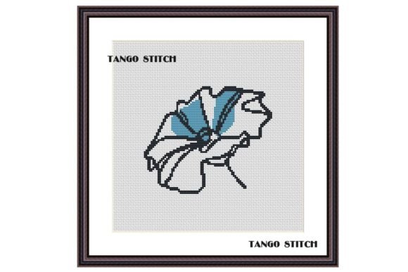 Minimalist Blue Flower for Business Embroidery