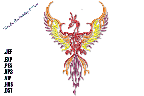 Phoenix Rising: A Bold Embroidery Design for Merch