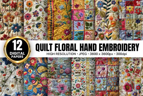Quilt Floral Hand Embroidery for Apparel