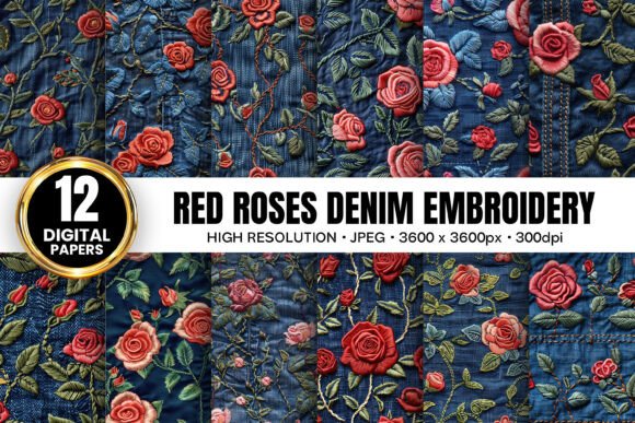 Red Roses Embroidery for Craft Fair Hits
