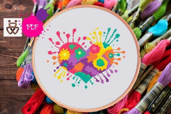 Review: Splash Heart Cross Stitch Pattern PDF