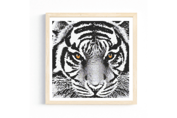 White Tiger Closeup: A Bold Cross Stitch Choice